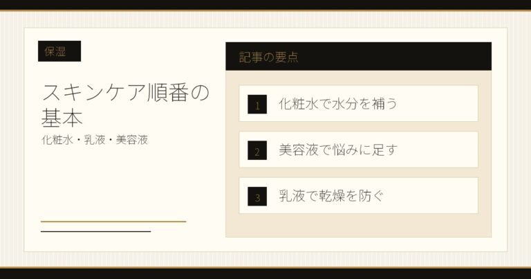 スキンケア順番の基本｜化粧水・乳液・美容液の役割と使い方